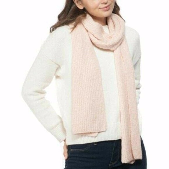NWT Style & Co Rib Solid Scarf with Lurex Metallic - Pink - Picture 1 of 2
